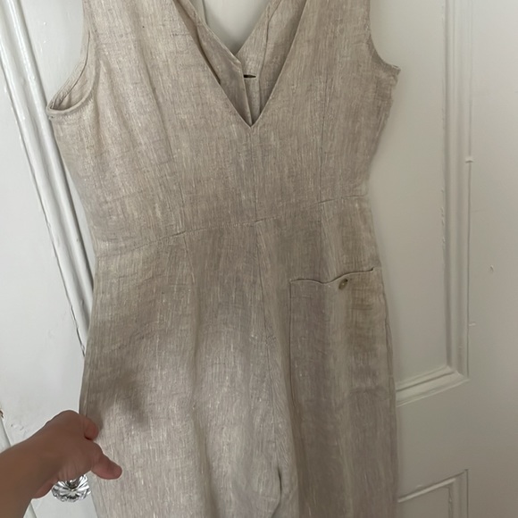 Paloma Wool Alana Linen Button front Jumpsuit EU sz 40 (8 US) *beige, not blue* - Picture 6 of 9
